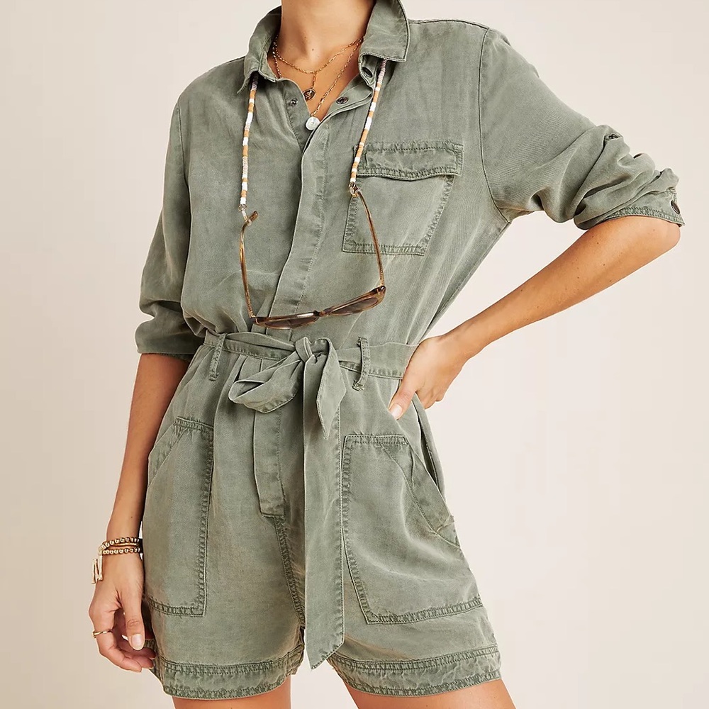 Anthropologie Sage Green Romper Dress